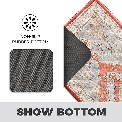 Farmhouse Cushioned Anti-Fatigue Non-Slip Stain Resistant Mats for Home, Office, Sink, Laundry-17.3" x28-1/2 Inch-Boho Red
