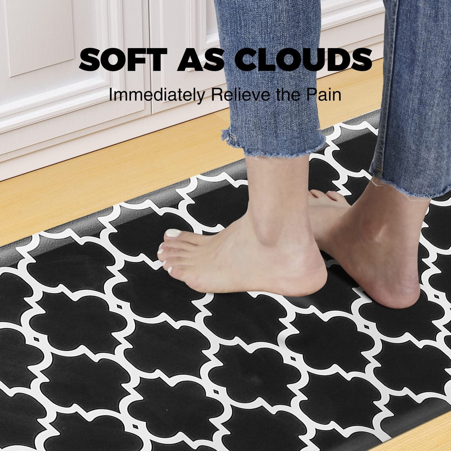 1/2 Inch Thick Cushioned Anti Fatigue Waterproof Kitchen Rug, 17.3"x28"- Grey