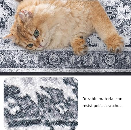Set of 2 Non Slip Washable Absorbent Cushioned Floor Mats 17x32 + 17x48 inches, Black Gray