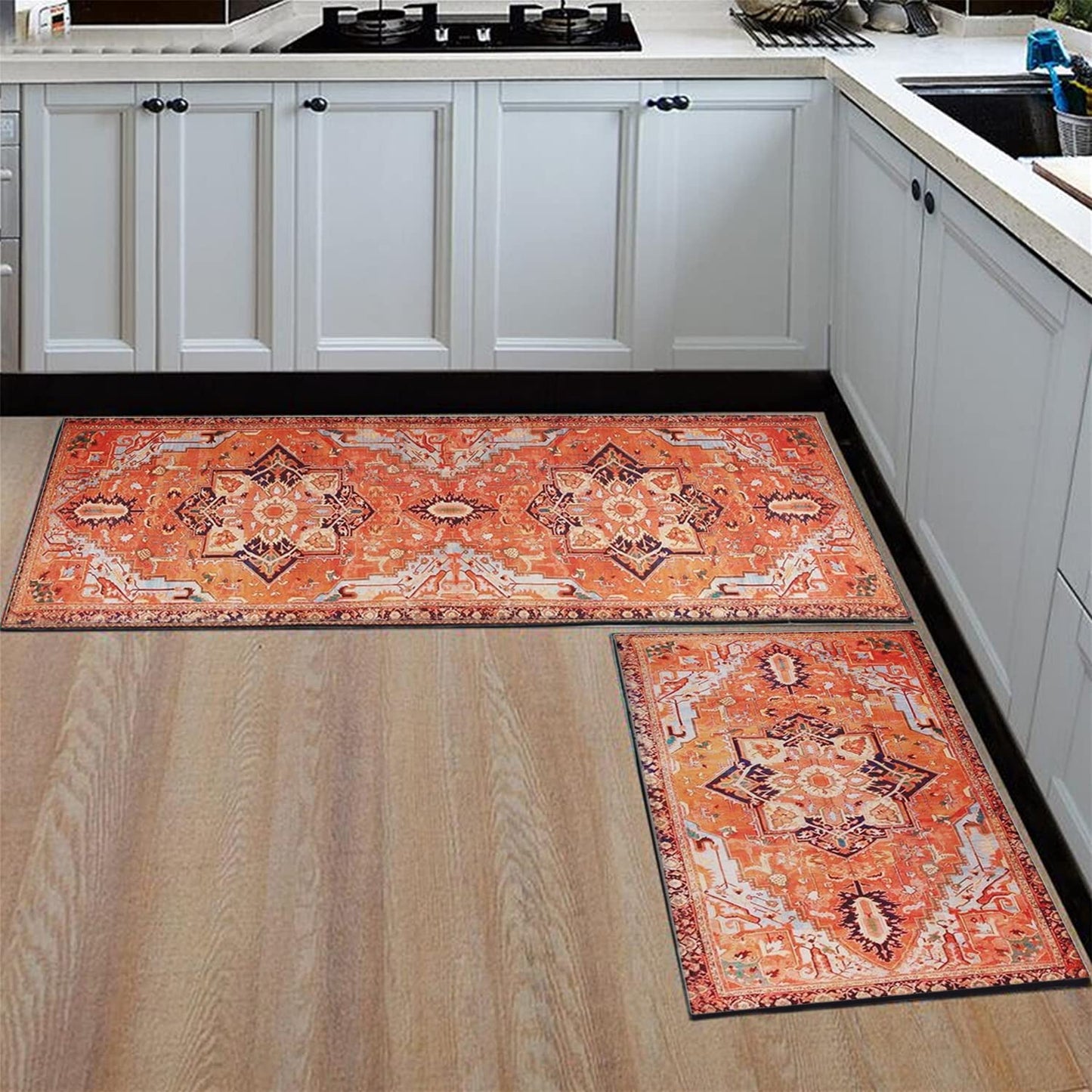 Anti Fatigue Non Slip Waterproof Washable Rug - 17x24+17x48inch Grey