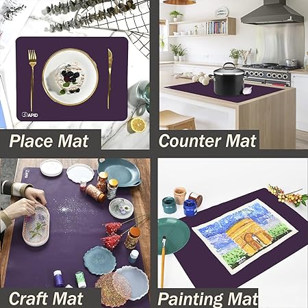 Thick Washable Heat Resistant Extra Large Silicone Mat 36" x 24" Black, Sapid