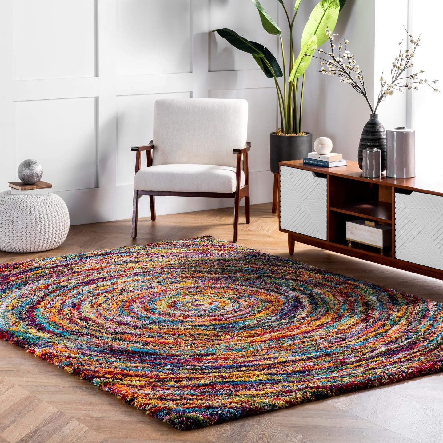 Ardelle Swirl Shag Rug, Multi