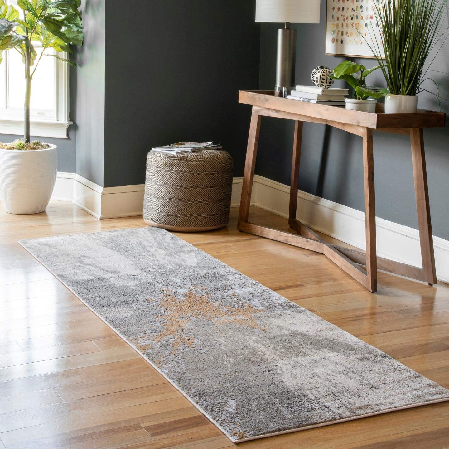 Cyn Abstract Silver Grey Tan Soft Area Rug