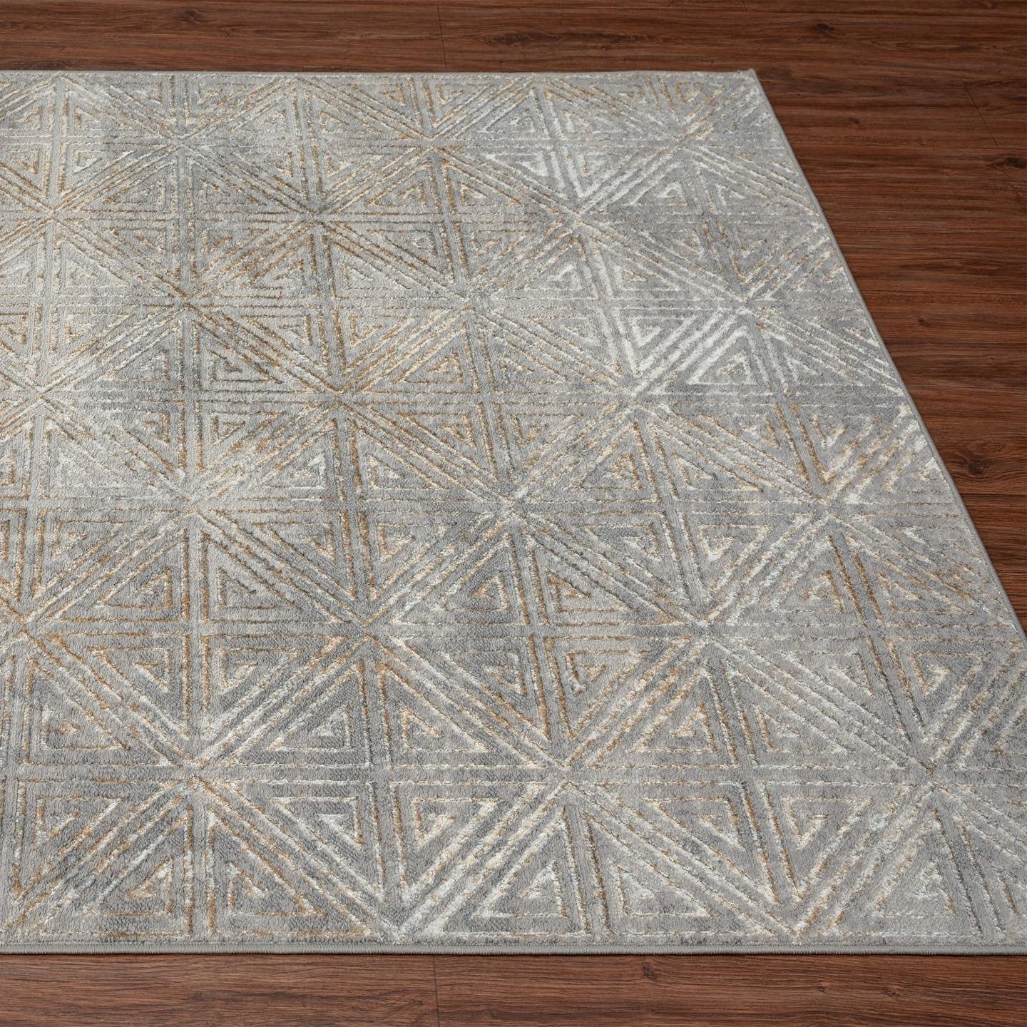 Florance Collection Gold Modern Geometric Soft Area Rug