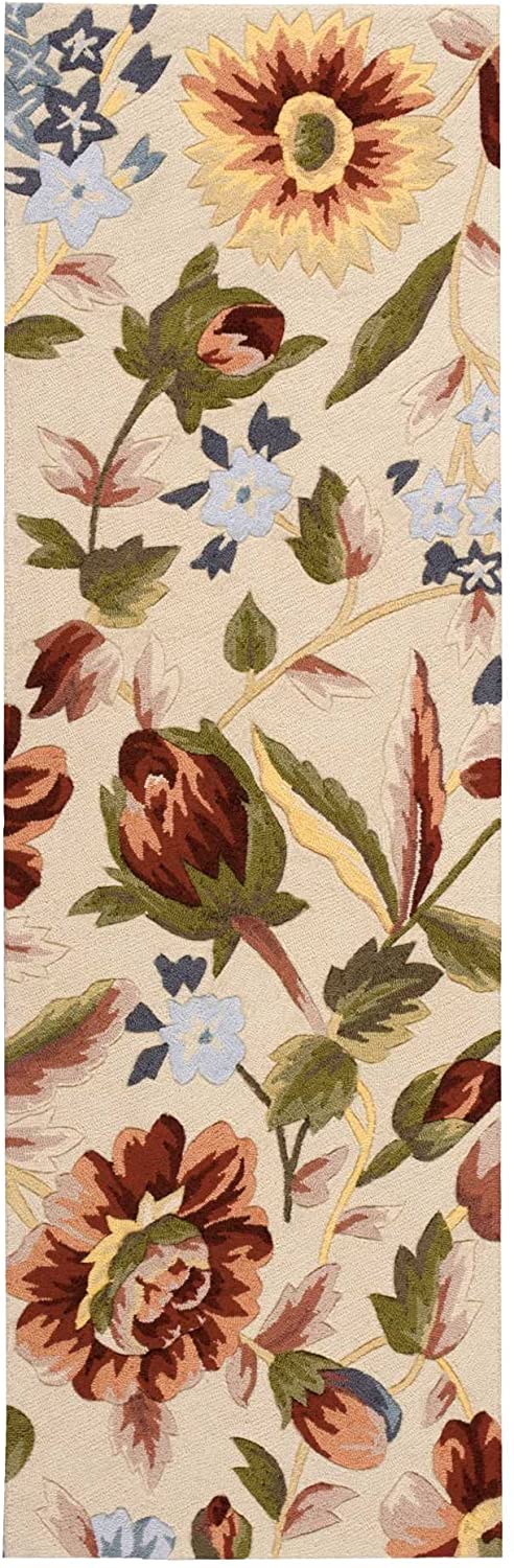 Floral Area Rug Ivory Green Soft Area Rug