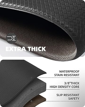 Cushioned Anti-Fatigue Kitchen Mat, Non Skid Waterproof Comfort Standing Kitchen Rugs and Mats, Memory Foam Kitchen mat, 17"x79", Black