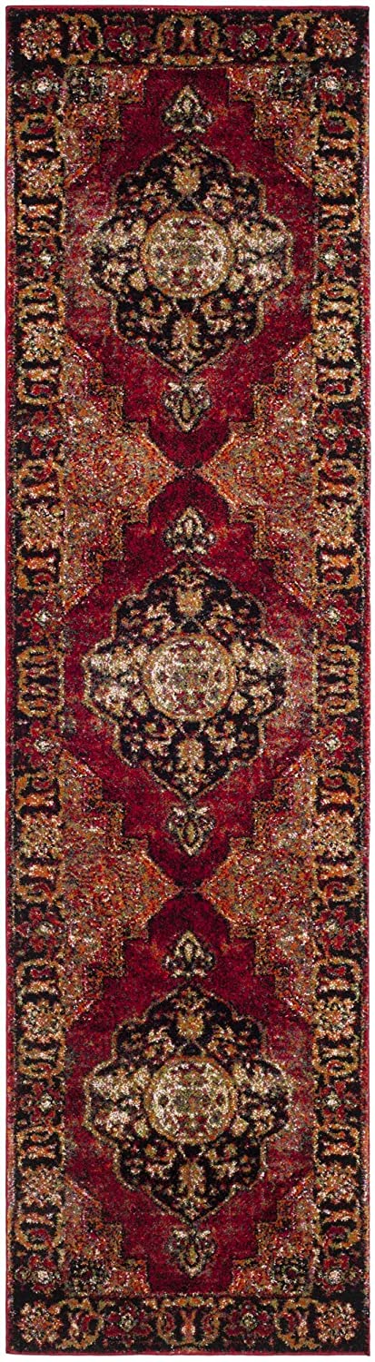 Oriental Antiqued Red and Multi Area Rug