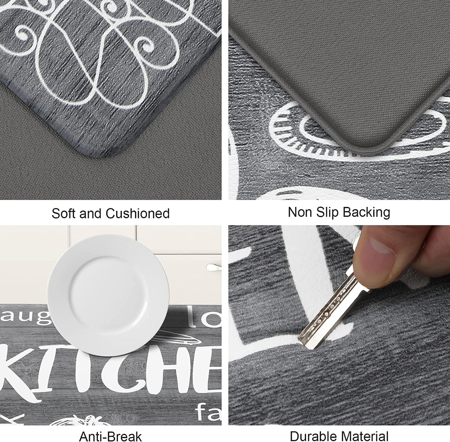 Anti Fatigue Kitchen Rug Sets 2 Piece Waterproof Non Slip Kitchen Floor Mats-17"x48"+17"x28"