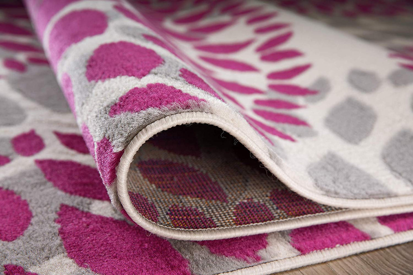 Floral Pink Gray Area Rugs