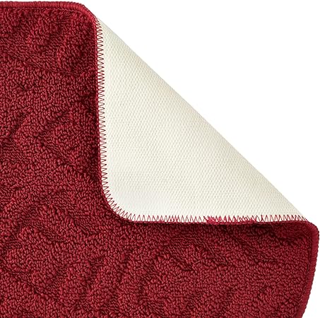 Creek Slip- Half Round Red Kitchen Rug with Rubber Backing, Machine Washable, (18x30 Inches)