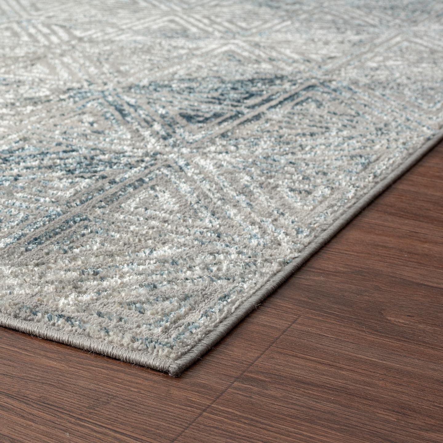 Florance Collection Blue Modern Geometric Soft Area Rug
