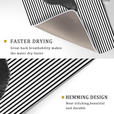 Absorbent Black Marble Dish Drying Mat Luxury Golden Kitchen Counter Mat, 18x24 inch