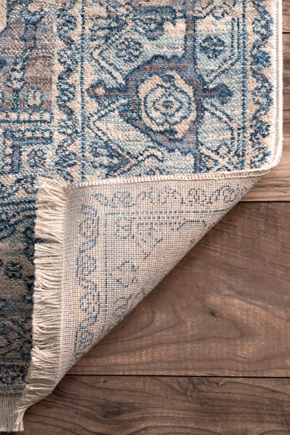 Medallion Fringe Soft Area Rug Light Blue