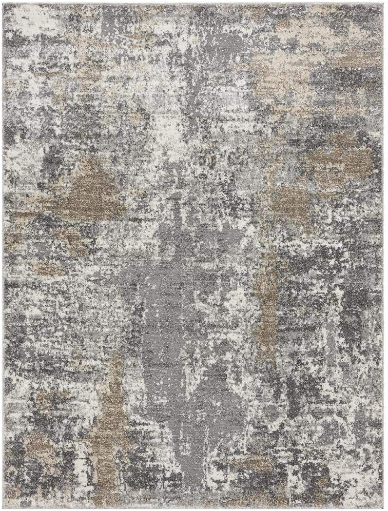Euston Collection Grey Abstract Soft Area Rug