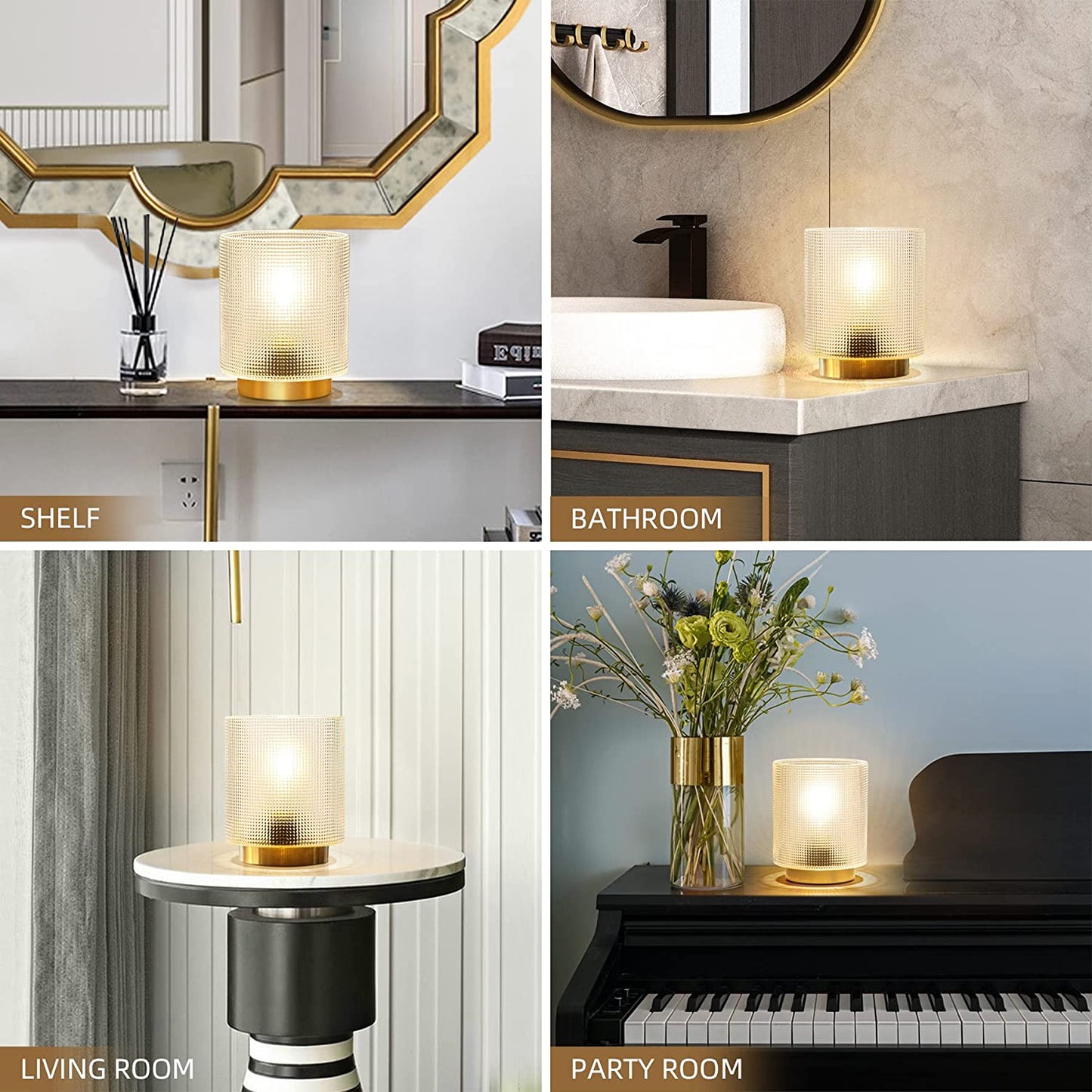 Battery Operated Lamp with Timer, Glass Cordless Lamp