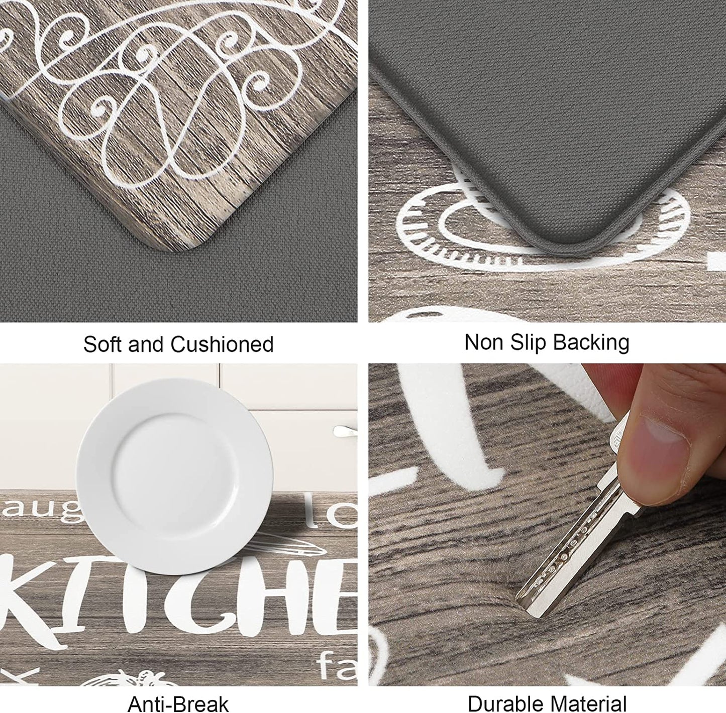 Anti Fatigue Kitchen Rug Sets 2 Piece Waterproof Non Slip Kitchen Floor Mats-17"x48"+17"x28"