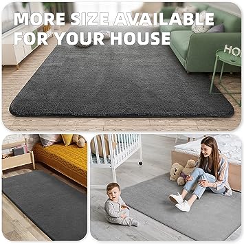 1.7x4 Feet Bedside Rugs Floor Rugs for Bedroom, Machine Washable Extra Soft Comfortable Carpet for Bedroom, Non-Slip Small Area Rug for Kids Puppy Home Decor Aesthetic, Beige