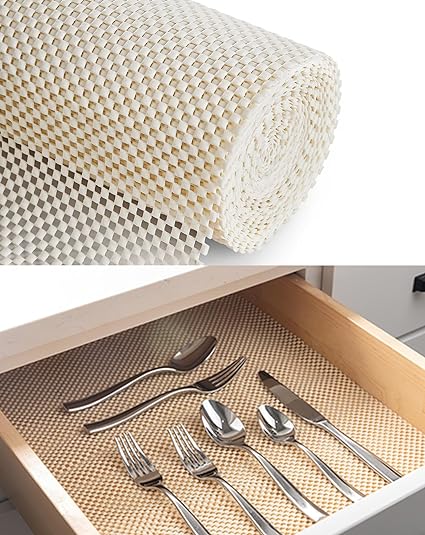 Non Adhesive, Non Slip Shelf Liner for Kitchen Cabinets, 12 in x 10 Ft, Easy Install Storage Mat