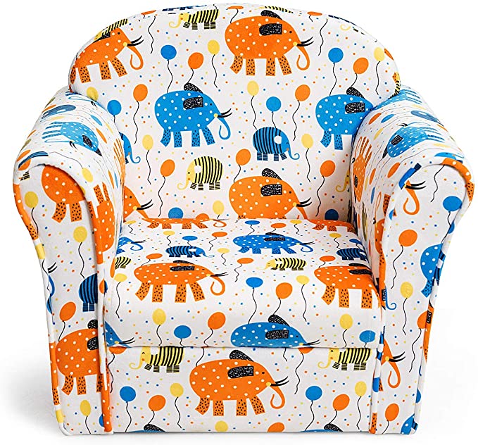 Kids Sofa, Children Armrest Chair with Pattern, Toddler Furniture w/Sturdy Wood