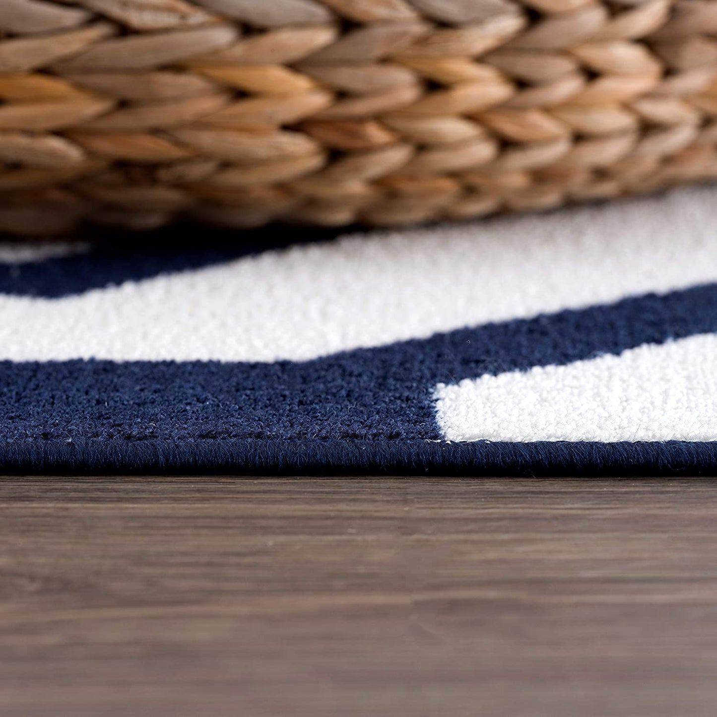 Modern Geometric Stripe Area Rug - Non Slip Navy