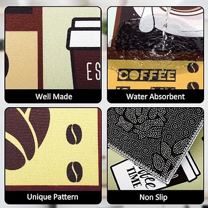 Non Skid Thick Black Kitchen Rugs and Mats Stain Resistant Anti Fatigue Microfiber Floor Non Slip Backing Mat, 15.7" x 47.2", 15.7" x 23.6" (Home)