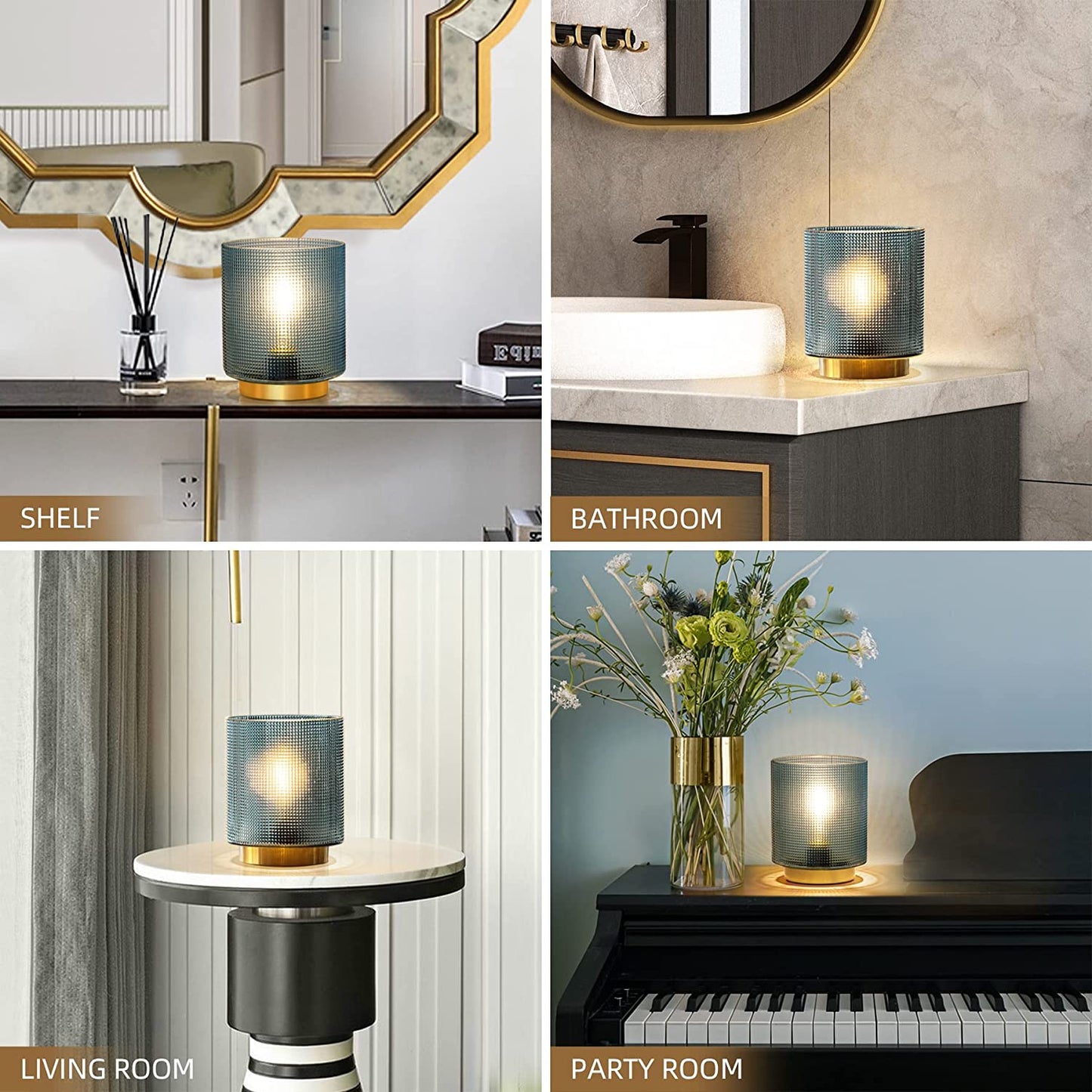 Battery Operated Lamp with Timer, Glass Cordless Lamp