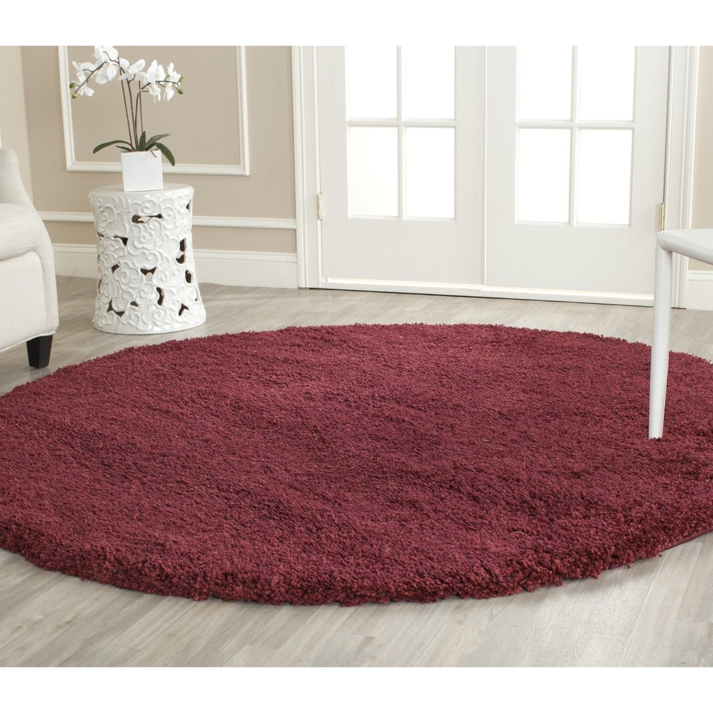 Cozy Soft Thick Maroon Shag Area Rug 2-inch Pile Height