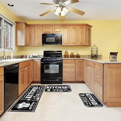Non Skid Thick Black Kitchen Rugs and Mats Stain Resistant Anti Fatigue Microfiber Floor Non Slip Backing Mat, 15.7" x 47.2", 15.7" x 23.6" (Home)