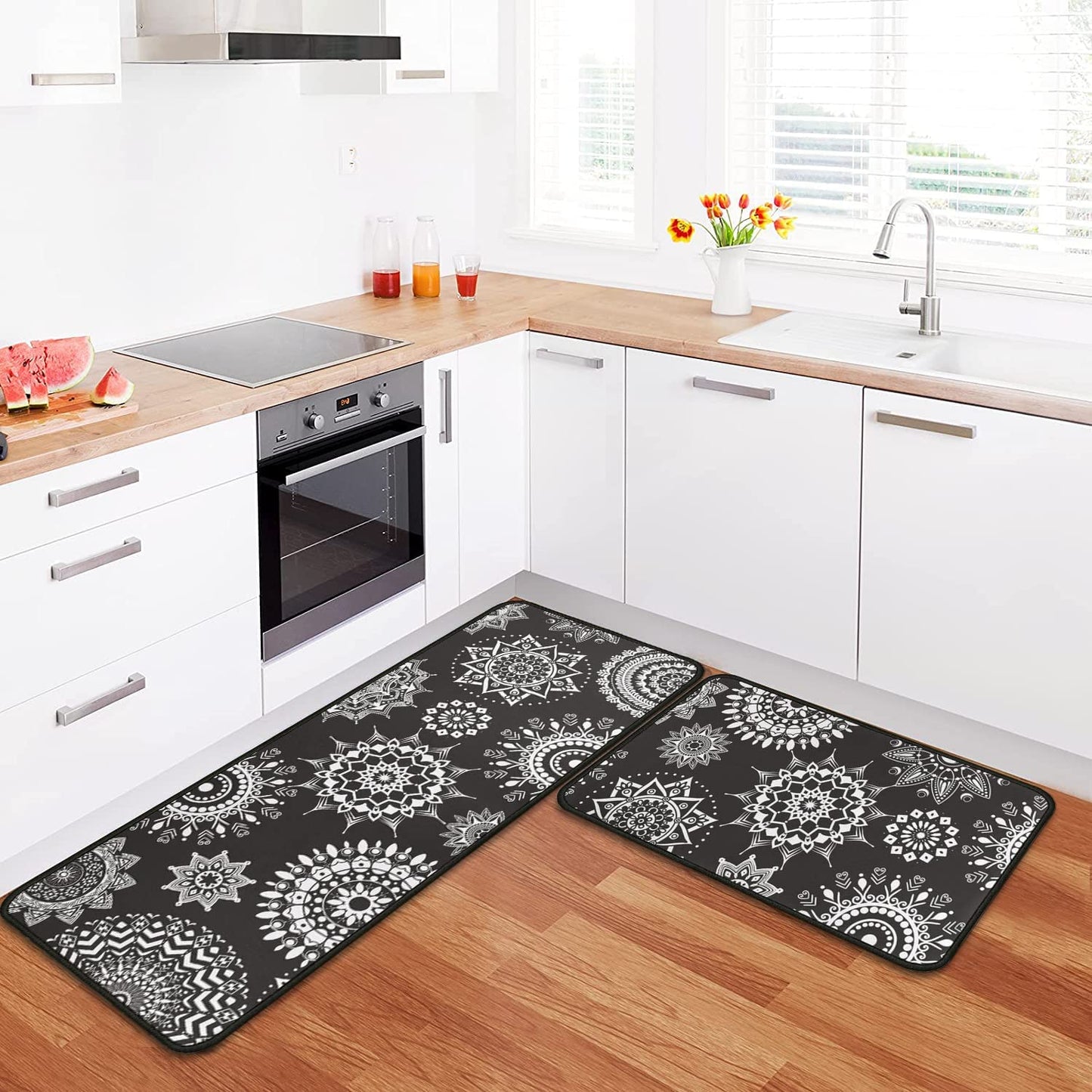 Anti Fatigue Non Slip Waterproof Washable Rug - 17x24+17x48inch Grey