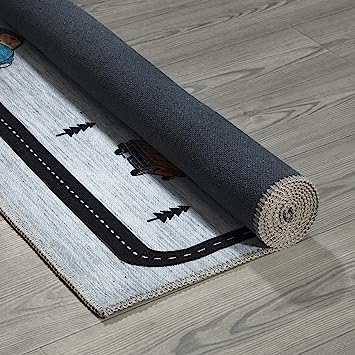 Machine Washable Wrinkle Free Abstract Hopscotch Design Cotton 3x6 Kid's Area Rug