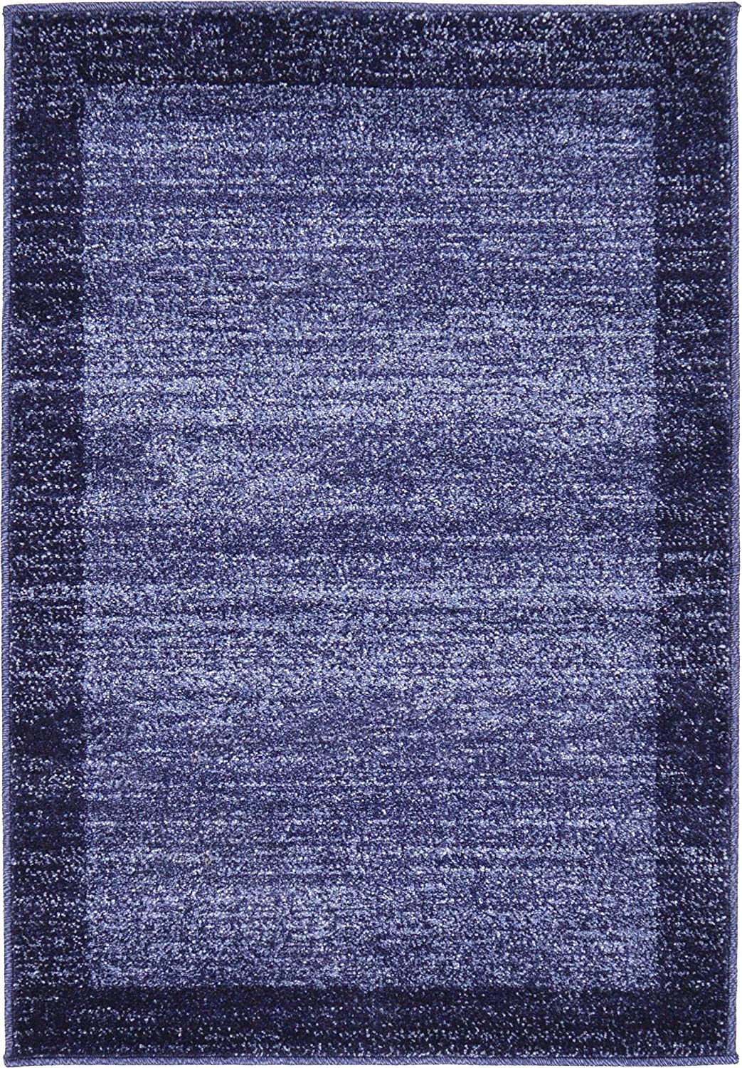Contemporary Bordered Soft Navy Blue Area Rug