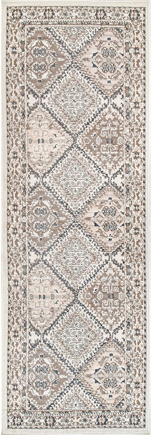 Becca Vintage Tile Area Rug, Oval, Beige