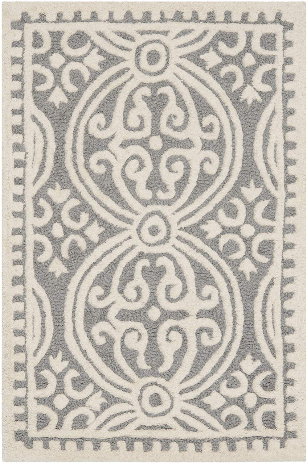 Handcrafted Geometric Light Blue Ivory Premium Wool Soft Area Rug