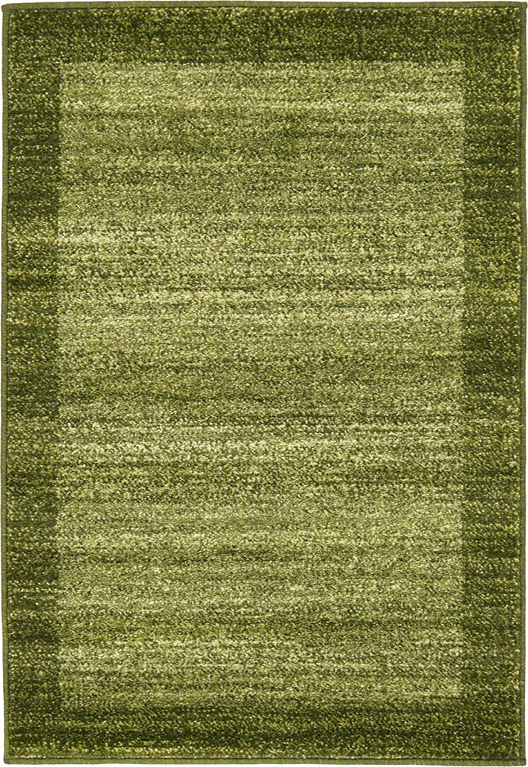 Contemporary Bordered Soft Light Green Area Rug