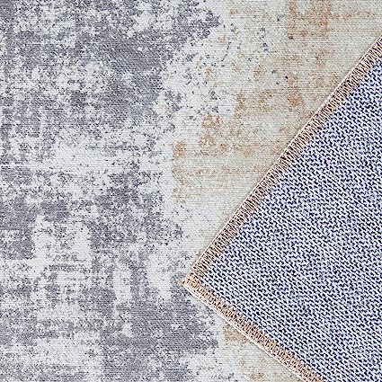 Entryway Abstract Distressed Green Multi Contemporary Carpet Print Chenille Thin Rug