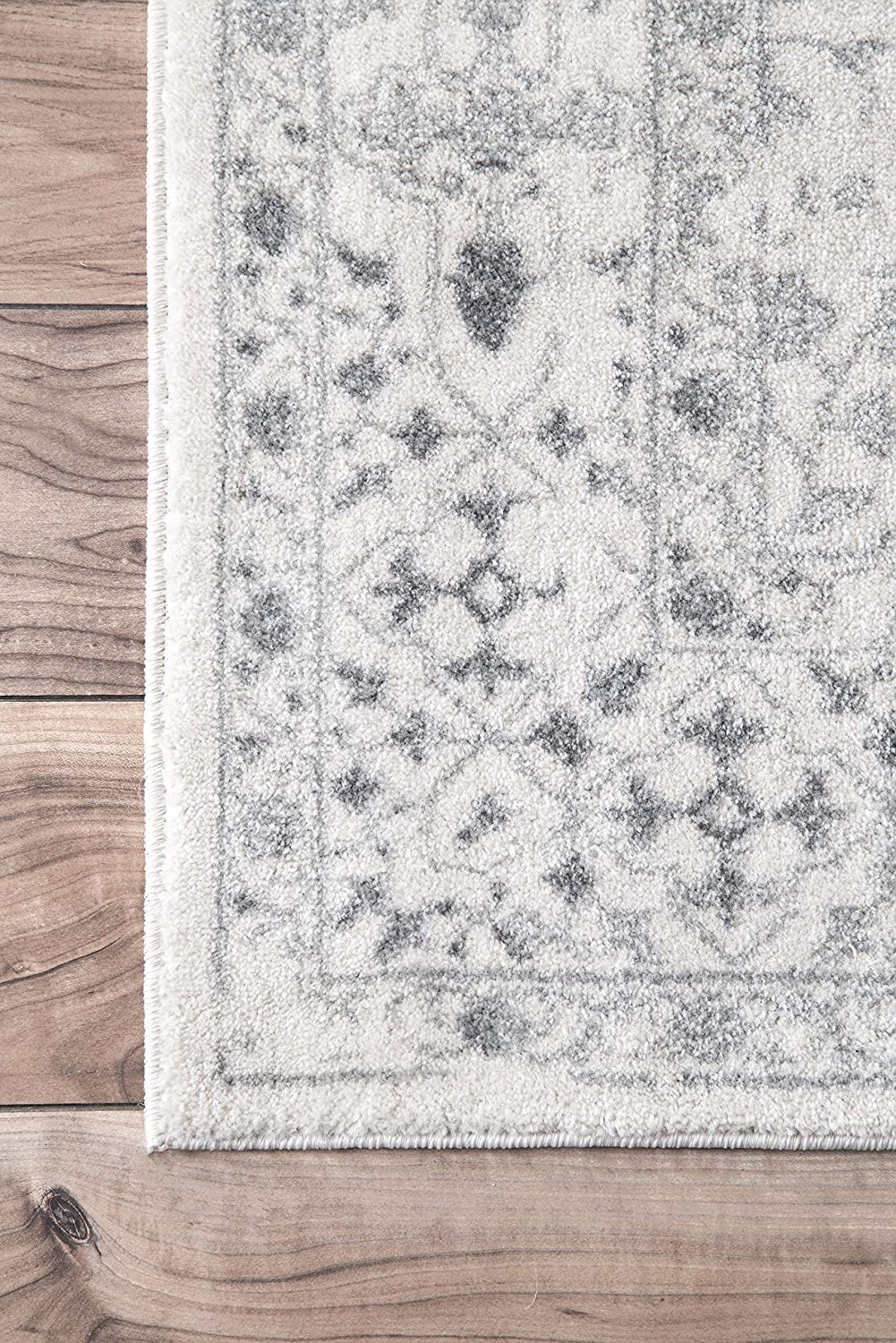 Faded Vintage Floral Damask Distressed Ivory Soft Area Rug