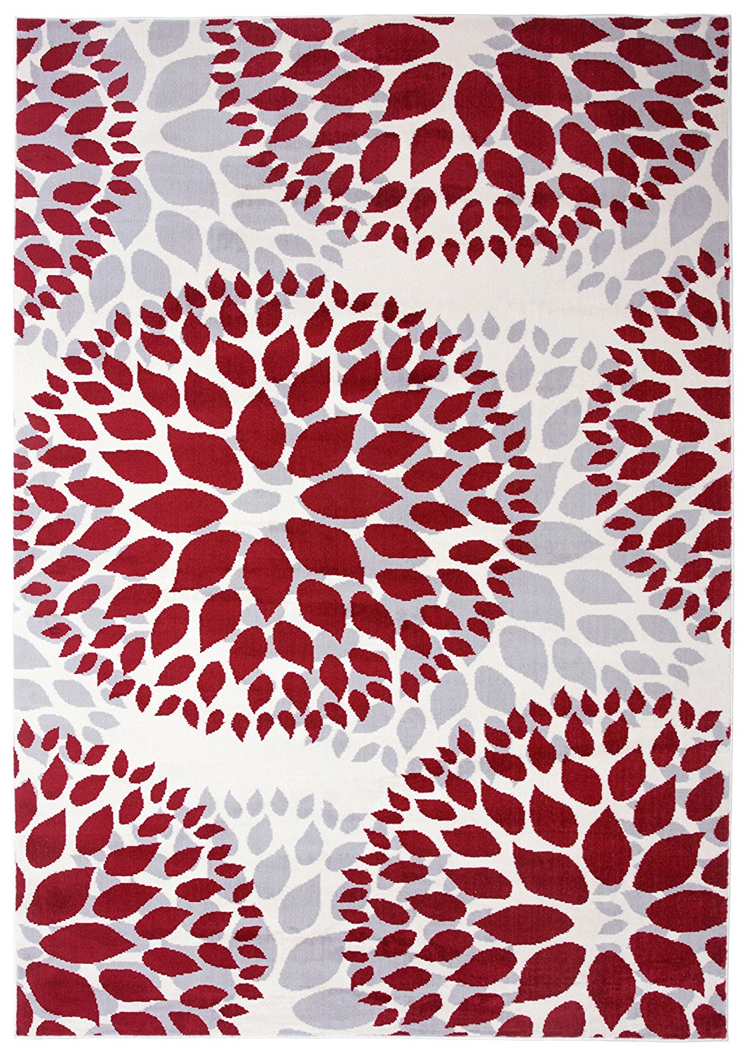 Floral Gray/Grey Red Area Rug
