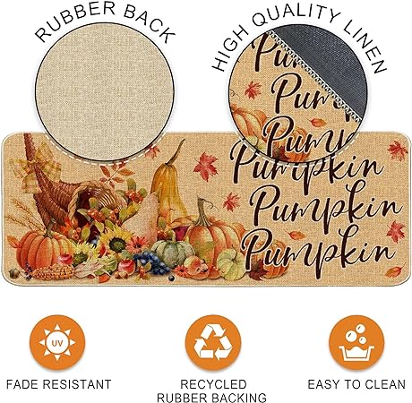 17x29 Inch, Turkey Orange Thanksgiving Fall Welcome Mats