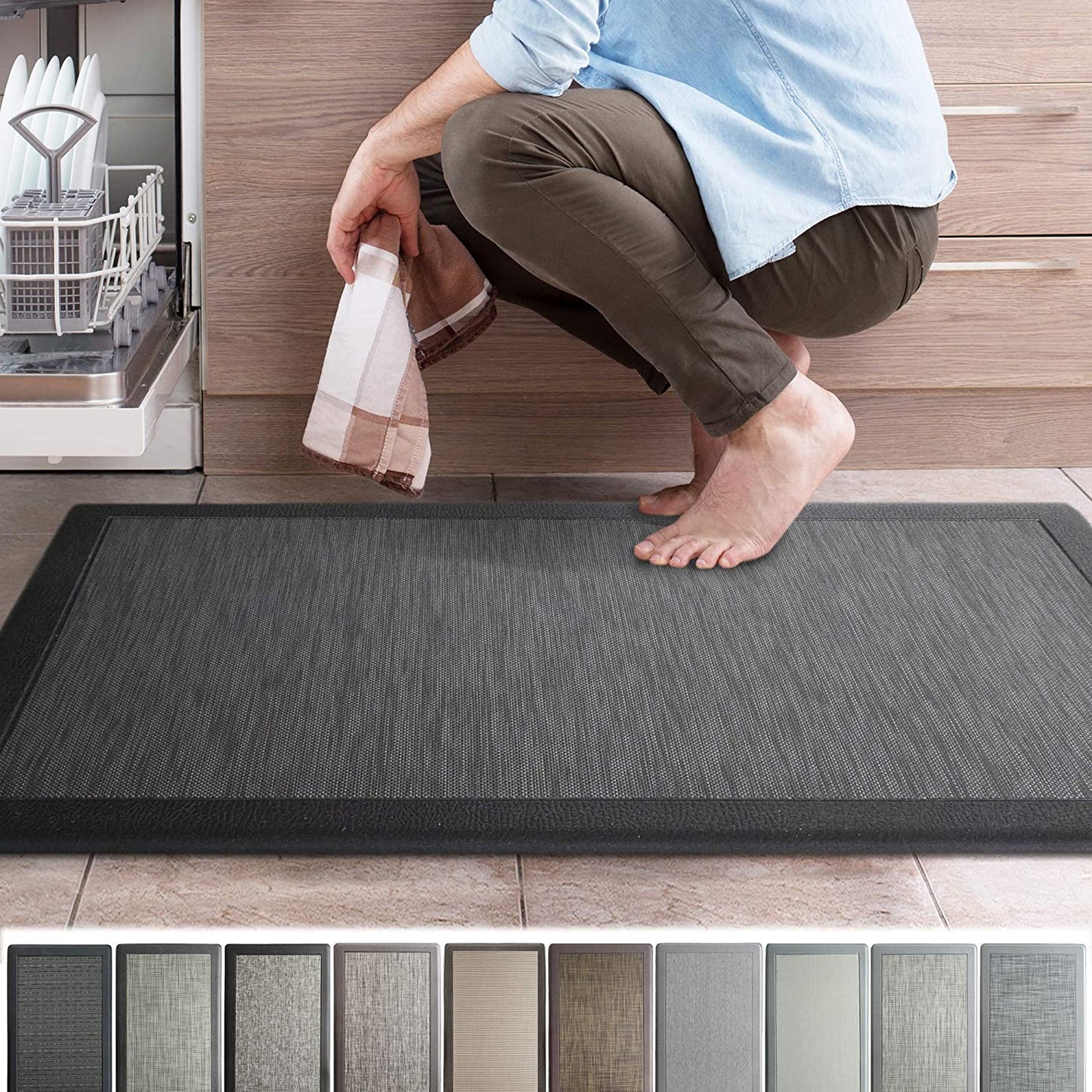 Ergonomic Anti Fatigue Workstation Memory Foam Mat in Stone 39"×20"×0.50" (L×W×H)