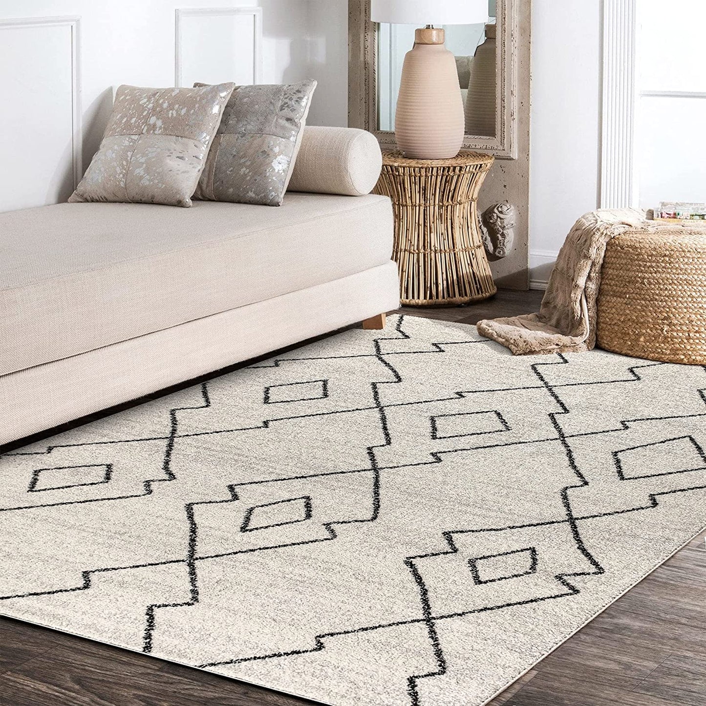 JONATHAN Y soft Area Rug for Bedroom Kitchen Living Room Indoor Black