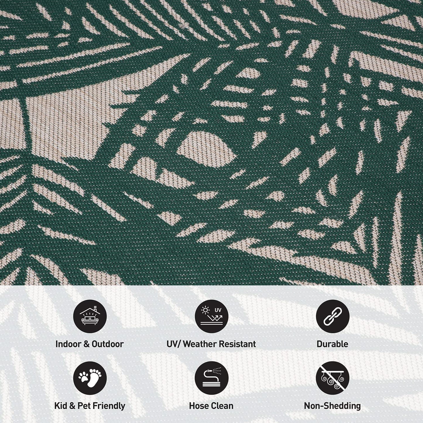 Contemporary Palm Leaf Flat Weave Rugs for Indoor/Outdoor