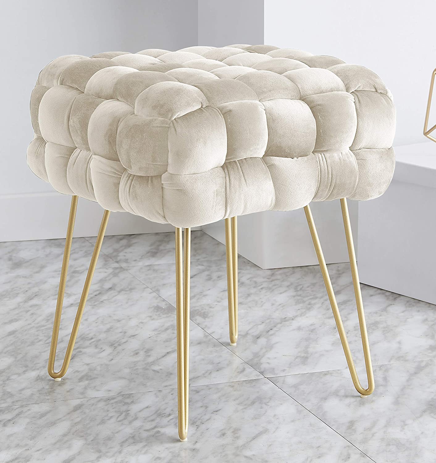 Home Mirage Modern Contemporary Square Woven Upholstered Ottoman Table