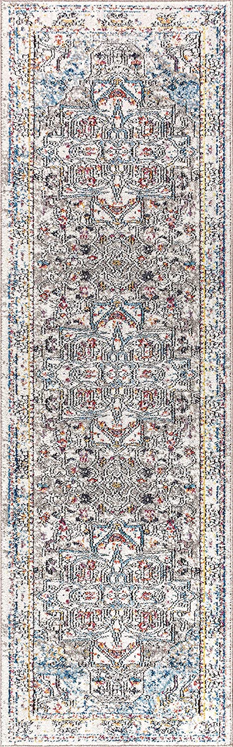 Maras Vintage Medallion Gray/Red/Turquoise Soft Area Rug