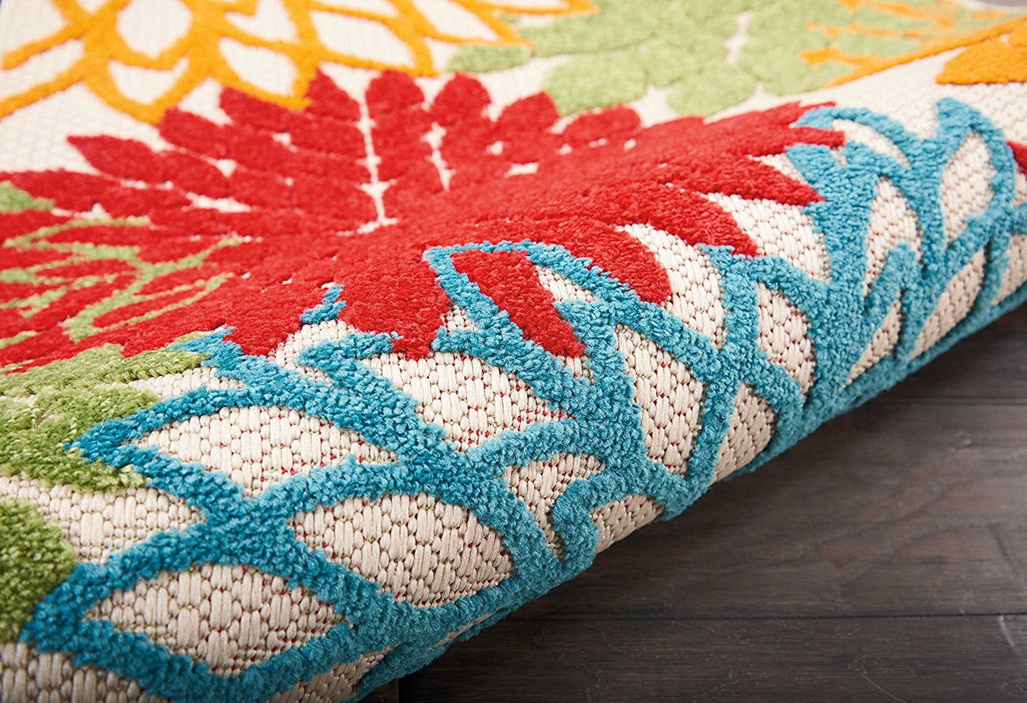 Floral Indoor/Outdoor Red Multi-color Area Rug