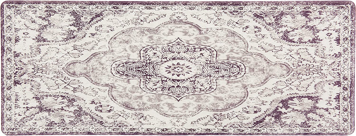 Distressed Bohemian Anti Fatigue Non Slip Stain Resistant Mat - 18" x 47" Cream