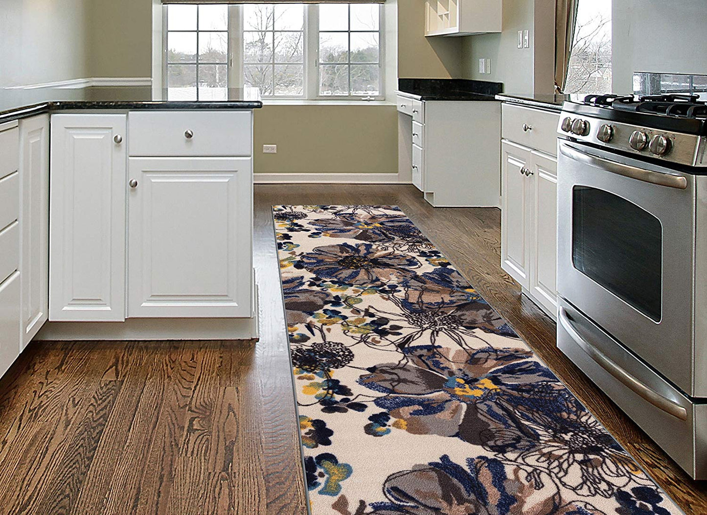Floral Cream Multicolor Area Rug Non-Slip Non Skid