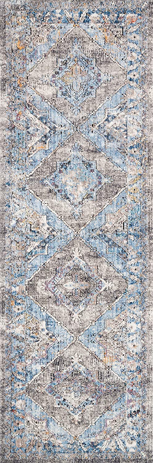 Dante Collection Soft Area Rug Granite/Light Blue