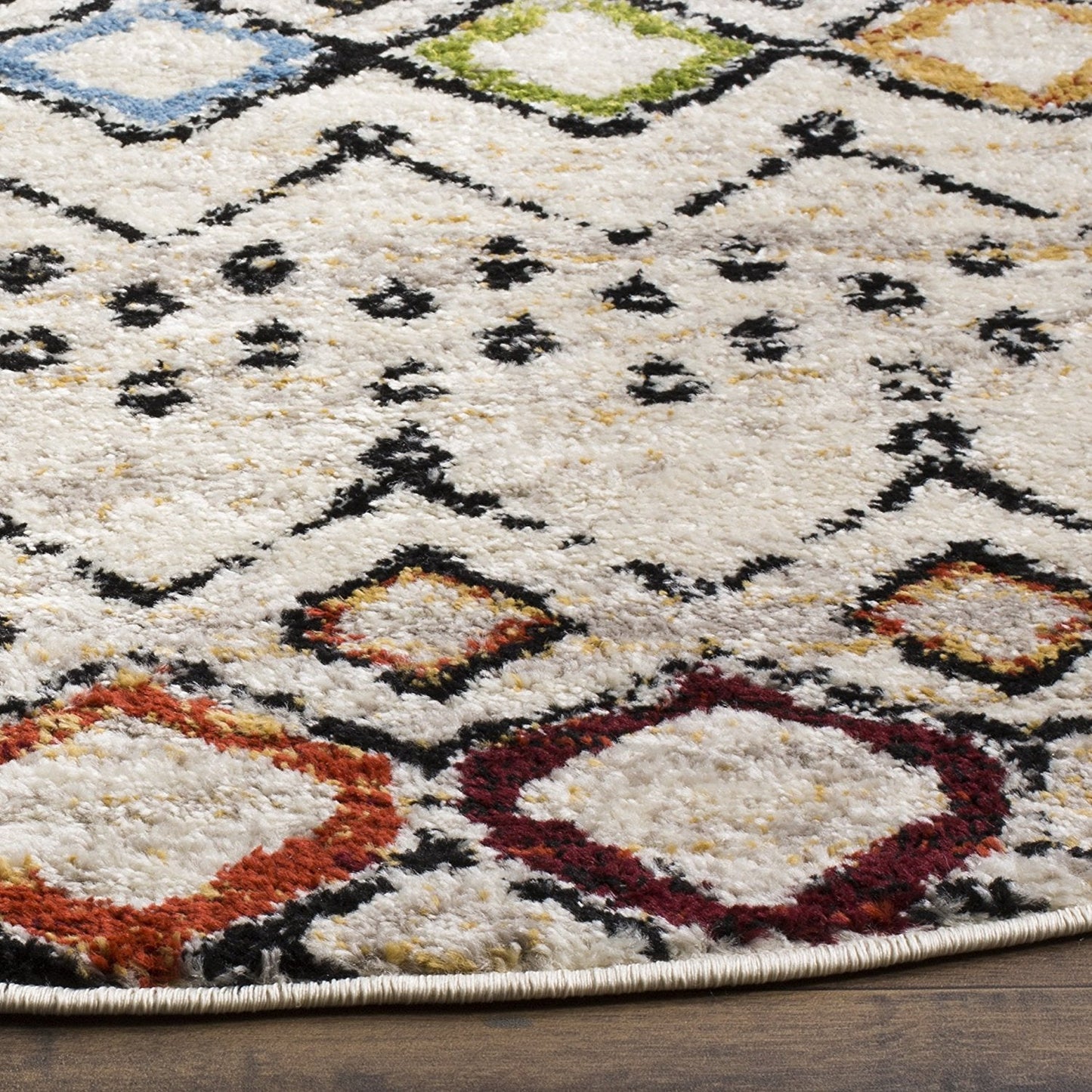 Modern Moroccan Pattern Ivory Multi-Color Area Rug