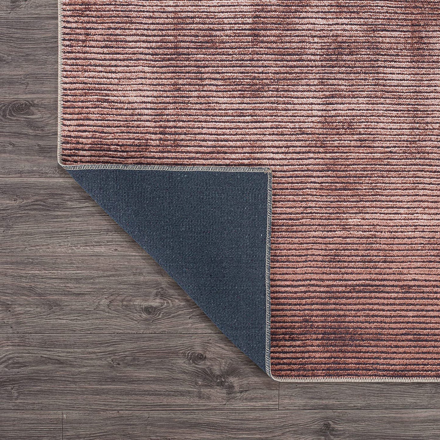 Contemporary Distressed Stripe Stain Resistant Flat Weave Eco Friendly Premium Recycled Machine Washable Area Rug 3'3"x5' Rust