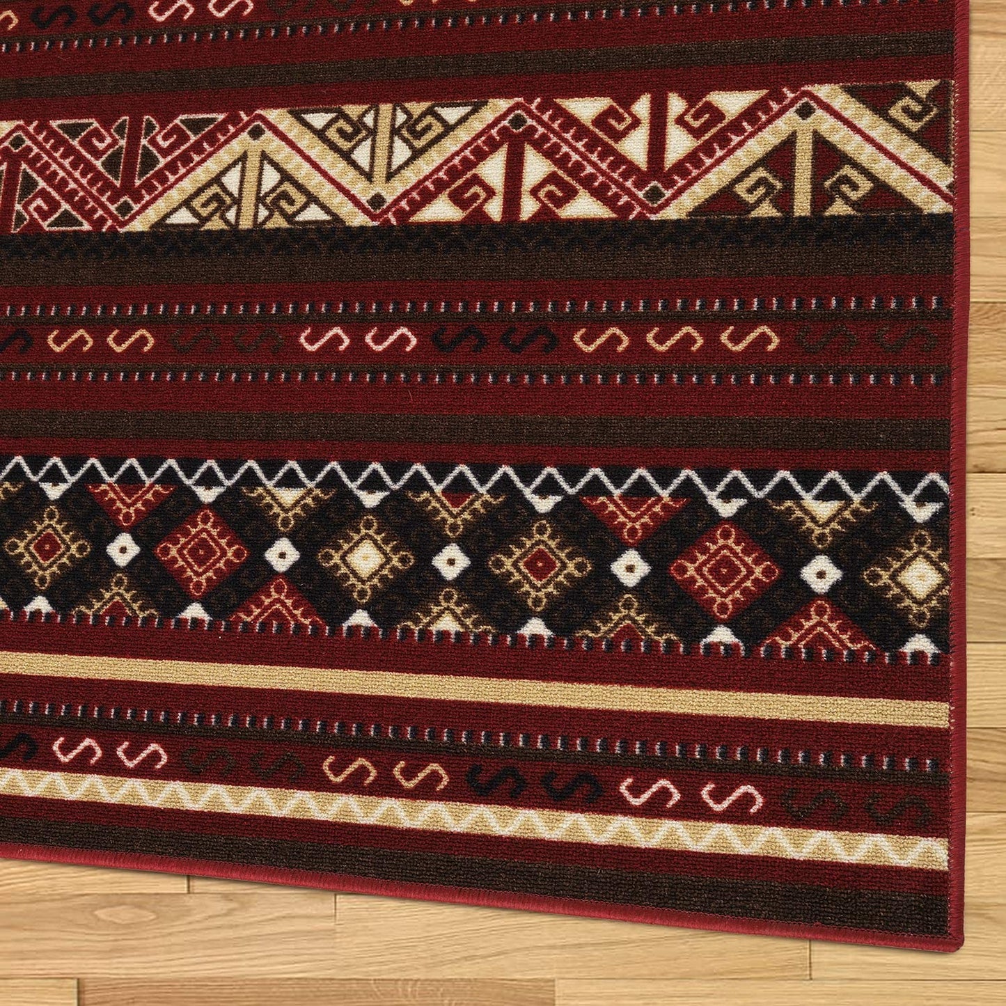 Moroccan Geometric Low Profile Pile Indoor Area Rugs Red